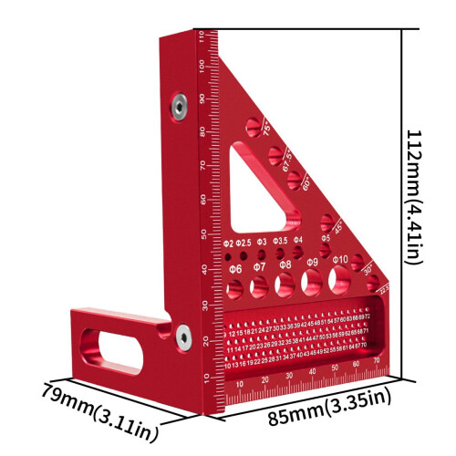 3D Multi-Angle Carpenter Square Aluminum Alloy Multi Hole Scribing Ruler High Precision Woodworking Tools for Engineer Carpenter Crafting 2