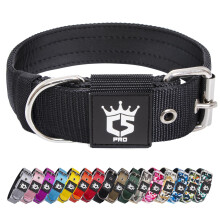 TSPRO Tactical Dog Collar 1.5 Inch Wide Thick Dog Collars with Heavy Duty Metal Buckle, Durable, Strong, Adjustable for Medium to Large Dogs (Black M)