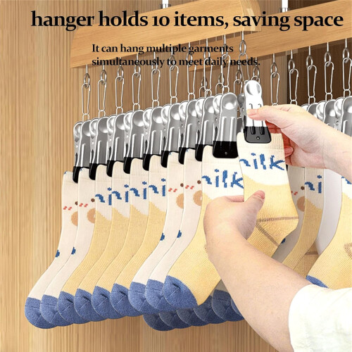 Closet Organizer with 10 Clips - Adjustable Stainless Steel 2