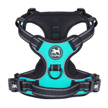 PoyPet No Pull Dog Harness, Reflective Vest Harness with 2 Leash Attachments and Easy Control Handle for Small Medium Large Dog(Mint Blue,S)