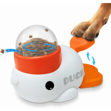 Entenförmiger 2-in-1-Futterpuzzle für Haustiere – Futterautomat mit langsamer Futterzufuhr und Leckerli-Spender, interaktives Spielzeug zur