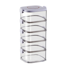 Organisateur d'épices empilable et transparent, contenants de rangement modulaires et hermétiques pour épices, poivre et condiments de cuisine.