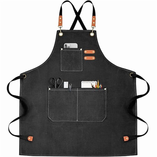 Chef Apron Canvas Cross-Back with 3 Pockets