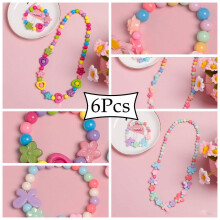 Kids' Beaded Necklace & Bracelet Set (3 pcs), Colorful Princess Jewelry for Toddlers – Compatible with Pretend Play & Party Favors