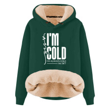 Sweat à capuche chaud pour femme « Oui, j'ai froid » ME247Print, pull d'hiver confortable à manches longues, sweat-shirt amusant