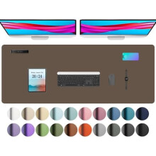 Kožená podložka na stôl, protišmyková podložka na stôl z PU kože, vodeodolná podložka na notebook a písanie (48"x17", kávová)