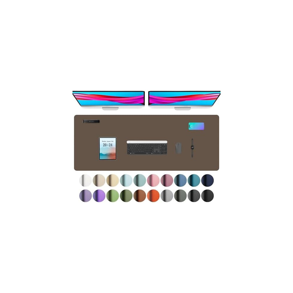 Leather Desk Pad Protector, Non-Slip Pu Leather Desk Mat, Waterproof Laptop & Writing Pad (48"X17", Coffee) 9165521403042