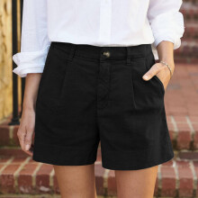 Damen Stretch-Twill-Shorts, Sommer-Freizeit-Bermuda-Shorts, Chino-Shorts zum Hineinschlüpfen, Stretch-Denim-Shorts mit elastischem Bund