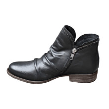 Pantofi de damă retro culoare solidă toc jos fermoar scurt piele37negru