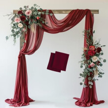 Draperie de nuntă din poliester transparent, culoare vișinie (2 panouri)