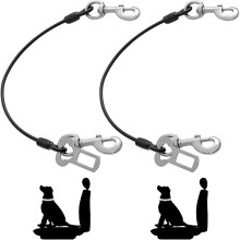 Mi Metty Dog Car Seat Belt, Dog Car Harnesses Chew Proof Steel Rope Cable, Waterproof Dogs Safety Belt, Vehicle Harnesses with Double Clips and Latch