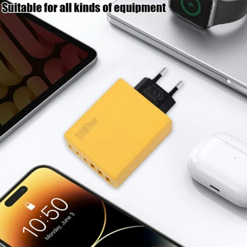 120W USB-C PD hurtiglader med 3 USB-porter 1