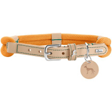HUNTER Malia Dog Collar Colour: Apricot/Natural, Made of Soft Rope and Robust Leather, Lightweight, Durable, Modern & Elegant Look, Fresh Colours,
