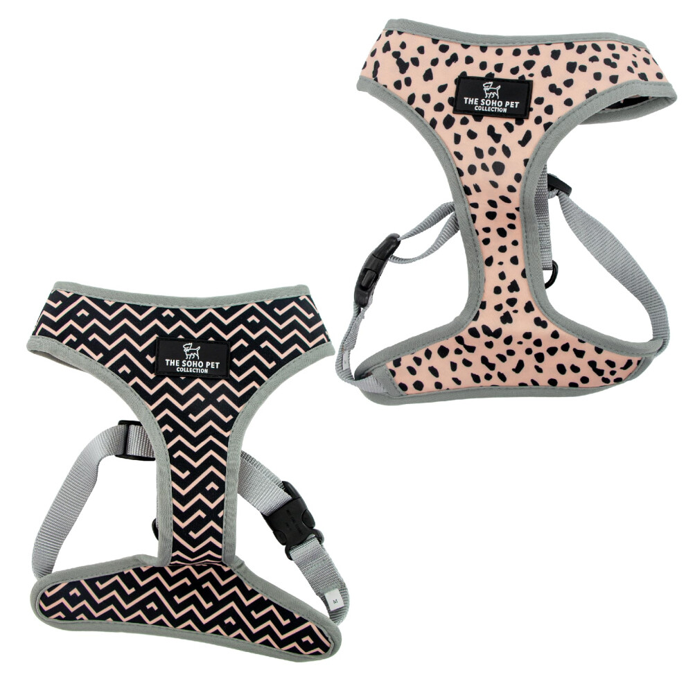 Ancol Dog Reversible Harness Dalmatian/Zigzag Patterned - Comfortable Weatherproof Pet Accessory - Lightweight Fashionable Puppy Outfit - Medium