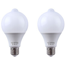 HIBIBUD 2-pack bewegingssensorlampen, 9W E26/E27, schemeringssensor, koel wit licht, binnen/buiten, compatibel met standaard armaturen