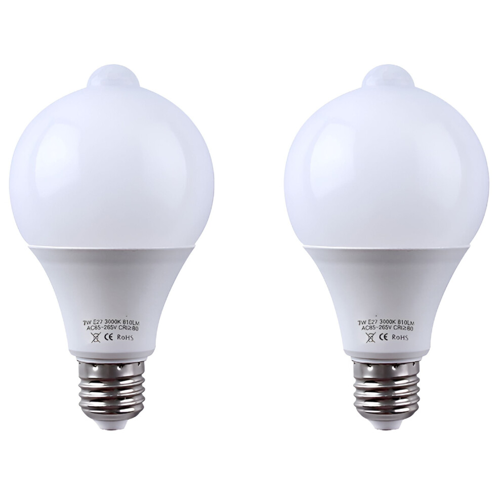 Hibibud 2-Pack Motion Sensor Bulbs, 9W E26/E27, Dusk-To-Dawn, Cool Indoor/Outdoor, Compatible With Standard Fixtures Light/White 9405492726130