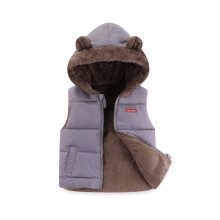 Wintermantel für Kleinkinder und Babys, Jungen und Mädchen, Kapuzenweste, wattierte, warme Winterjacke, ärmellos, Bärenohren, Reißverschluss,