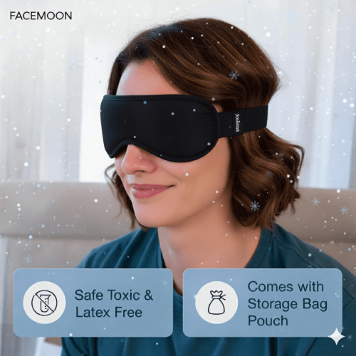 Μάσκα ματιών Lycra Cooling Eye Soft3D Sleep για αϋπνία, μάσκα παγωμένου τζελ, μαύρη 1