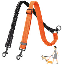 Eyein Double Dog Lead No Tangle, 360? Swivel Rotation Dual Dog Lead for Walking 2 Dogs, Adjustable Reflective Shock Absorbing Splitter Leash for