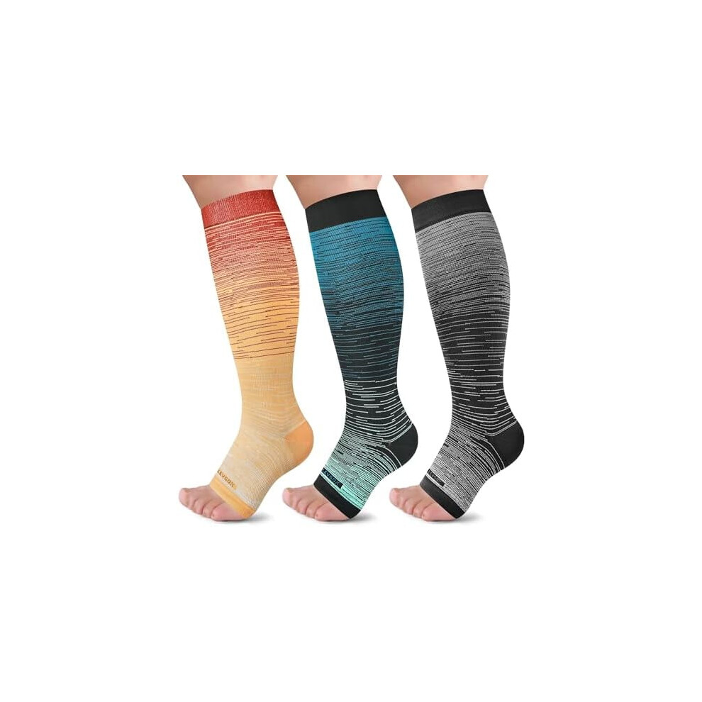 Open Toe Compression Socks for Women & Men 20-30mmHg Toeless Sock Knee High Support Stockings for Circulation Nurses Pregnant Travel