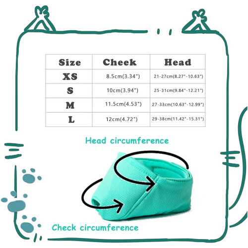 OHCOZZY Cat Muzzle with Breathable Mesh, Cat Mouth Guard Muzzle Mask for Prevent Biting Chewing Grooming (M, Green) 2