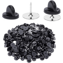 200 stk. PVC-gummi nålbakker sommerfuglkobling nål slipsstifter blanke for uniformmerker baksideholder lås jakkeslag emalje (100 sett)