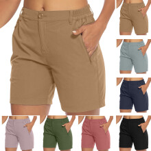 Sportbroekje voor dames, lichtgewicht wandel- en joggingbroek met ritszakken, geschikt voor werk en sport, koffiekleur S