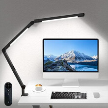 LED stolová lampa so svorkou, architektonický štýl, diaľkové ovládanie, výkyvné rameno, pripínanie, ochrana zraku, 5 úrovní jasu –