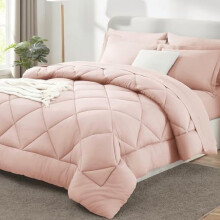 Blush Pink Full Comforter Set Luxury Soft 7-Piece