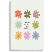 Quadro "O Amor É Paciência e Bondade" - Decoração Cristã Estética para Parede, Impressão com Versículo Bíblico para Quarto/Dormitório,