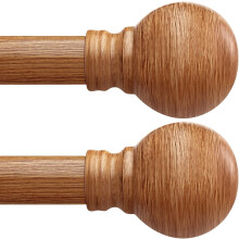 Tringles à rideaux bohèmes en bois, 122-213 cm de diamètre, réglables et robustes, embouts en bois veiné – Compatibles avec les supports