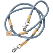 HUNTER Malia Adjustable Dog Lead Colour: Dove Blue/Natural, Smooth Rope and Robust Leather, Adjustable to 3 Positions, Lightweight, Durable, Modern