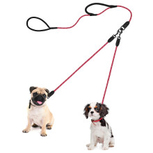 PetBonus Rope Double Dog Lead, No Tangle Dual Lead, Reflective Walking Training Leash with Two Comfortable Padded Handles, Lead Coupler for Small