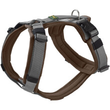 HUNTER Maldon UP Dog Harness, Colour: Brown/Grey, Softly Padded and Comfortable, Highly Reflective Thanks to 3M Scotchlite, Adjustable in 4 Positions,