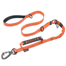 AUBELL Tactical Dog Lead Heavy Duty,4-6ft Reflective Strong No Pull Bungee Lead for Medium Large Dogs with Comfortable Padded Double Handle,Car