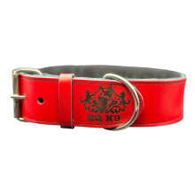 EQ K9 Leather Dog Collar - 100% Real Buffalo/Cow Leather - Handmade - Adjustable - Heavy Duty - Small to XL Dogs (Red, Medium)