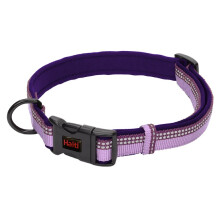 HALTI Collar, Size Large, Purple, Best Comfy Dog Collar, Premium Puppy Collar, Nylon, Neoprene-Padded, Reflective, Easy to Fit & Use, For Small,