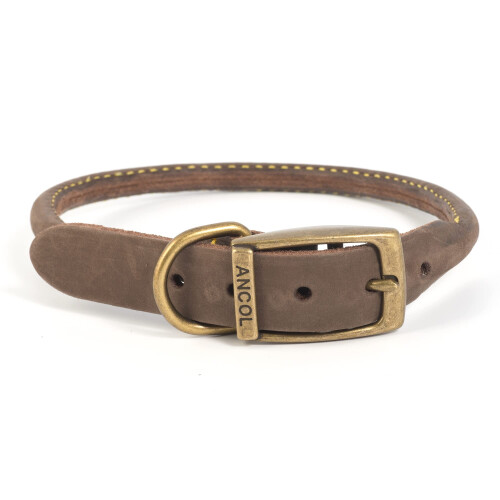 Ancol Ancol Timberwolf Leather Round Collar Sable 39-48cm Size 5 (M)