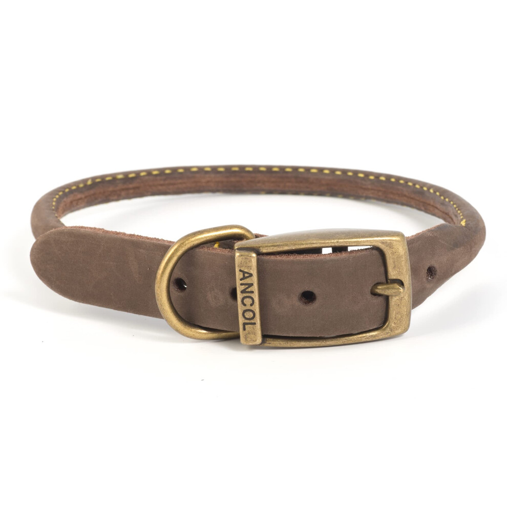 Ancol Timberwolf Leather Round Collar Sable 39-48Cm Size 5 (M)