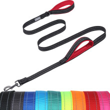 VIVAGLORY Twingrip Dog Lead, Double Handle Dog Lead for Training & Walking with Traffic Handle & 2 Loop, Traffic Control Reflective Heavy Duty for