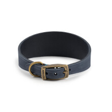 Ancol Timberwolf Whippet Leather Dog Collar in Blue - Top Grain Bridle Leather Comfortable Durable Pet Training Accessory - 30-34cm