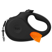 TUG Oval 360? Tangle-Free Retractable Dog Lead with Integrated Waste Bag Dispenser (Small, Black)
