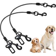 Fiyade 2 PACK Dog Car Seat Belt, Chew Proof Steel Rope Cable Dog Car Harnesses, Dog Chain Lead Cable Leash, Vehicle Harnesses with Double Clips and