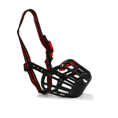 Ancol Ancol Plastic Muzzle Black/Red Size 5 22x8.5cm