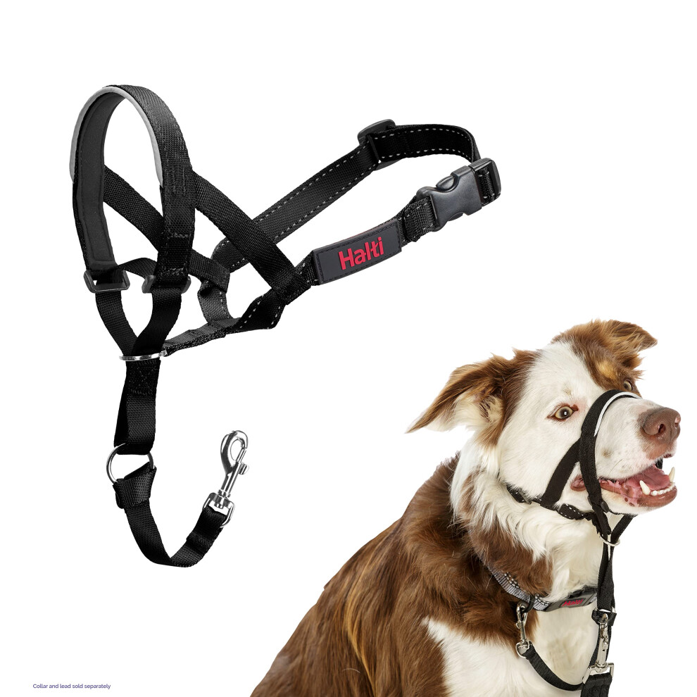 Halti Headcollar Size 2 Uk Bestselling Dog Head Harness To Stop Pulling On The Lead, Easy To Use, Padded Nose Band, Adjustable & Reflective, Black