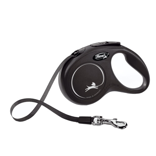 flexi flexi New Classic Retractable Lead Tape, Small, 5 m, Black