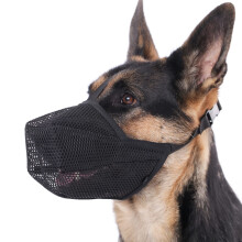 Mayerzon Dog Muzzle, Patented Soft Mesh Muzzle for Small Medium Large Dogs for Scavenging Biting Licking and Chewing, Allows to Pant and Drink (L,