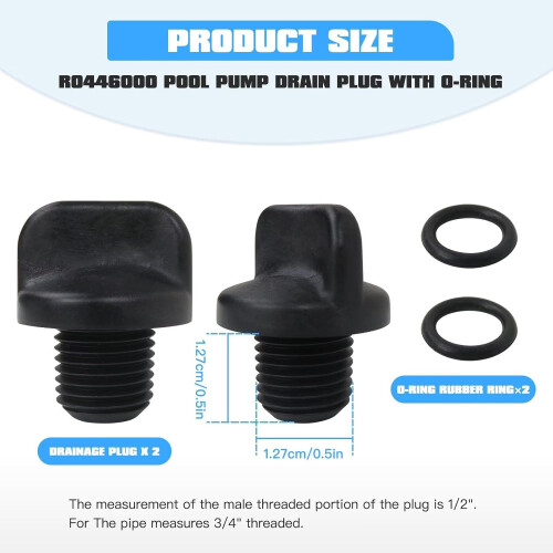 2 Pack R0446000 Pool Pump Drain Plug with ORing for Zodiac Jandy Legacy LRZE LRZM Heaters 1