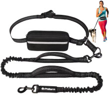 Philorn Hands Free Dog Lead with Adjustable Waist Belt for Medium Large Dogs, Waist Dog Lead for Running, Walking, Jogging, Hiking with Dual Handles