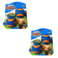 Chuckit! Ultra Squeaker Ball Size M ? Diameter 6 cm | Double Pack | 2 x 2 Pieces | Long Life Rubber, High Bounce and High Squeaker | Easy to Clean |